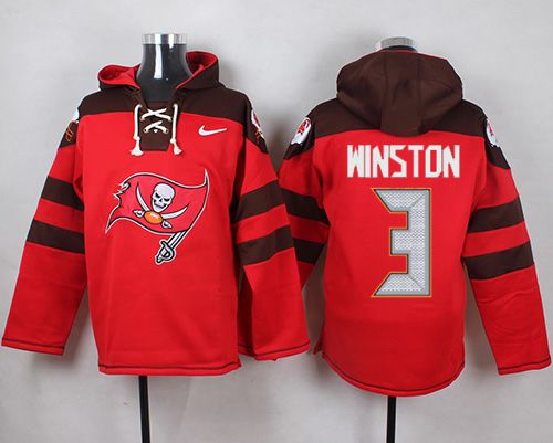 Nike Buccaneers #3 Jameis Winston Red Player Pullover NFL Hoodie - Click Image to Close